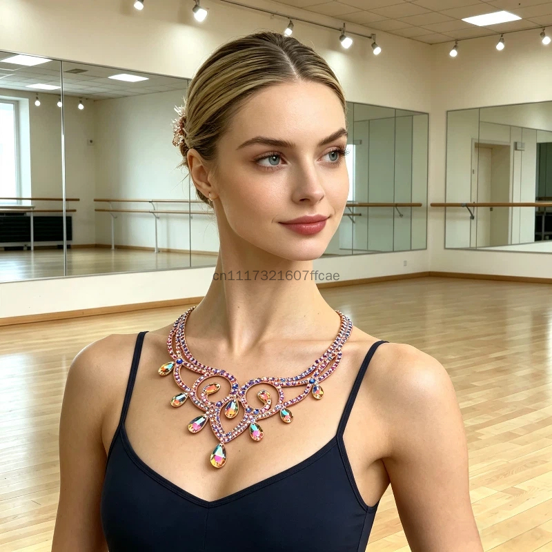 Women Accessories In Egypt - ベリーダンス スパークルネックレス コンペティション ダンサーアクセサリー シャインダンシングネックレス ステージパフォーマンスコスチューム