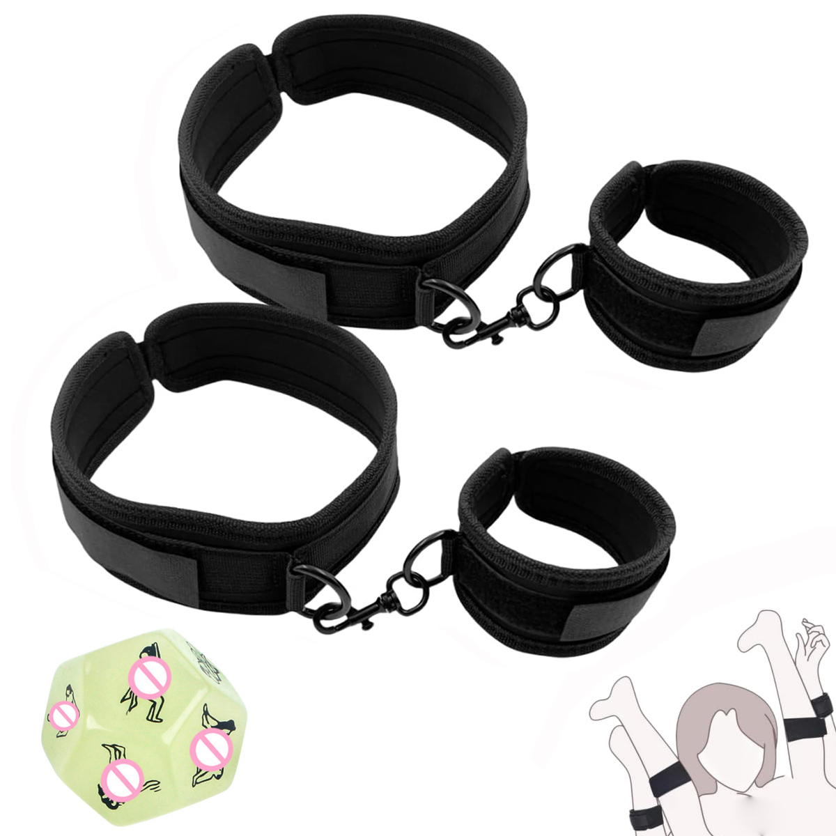 Women'S Ankle Accessories - 女性拘束足首カフ手錠エロアクセサリー大人のおもちゃ緊縛ボンデージ手錠発光サイコロ大人のおもちゃ