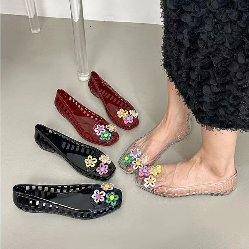 Women'S Accessories For Shoes - 中空かわいいドーパミンシューズシックな手作りフラワーゼリーシューズ靴バックル穴靴 DIY 靴アクセサリージュエリーバレエシューズ