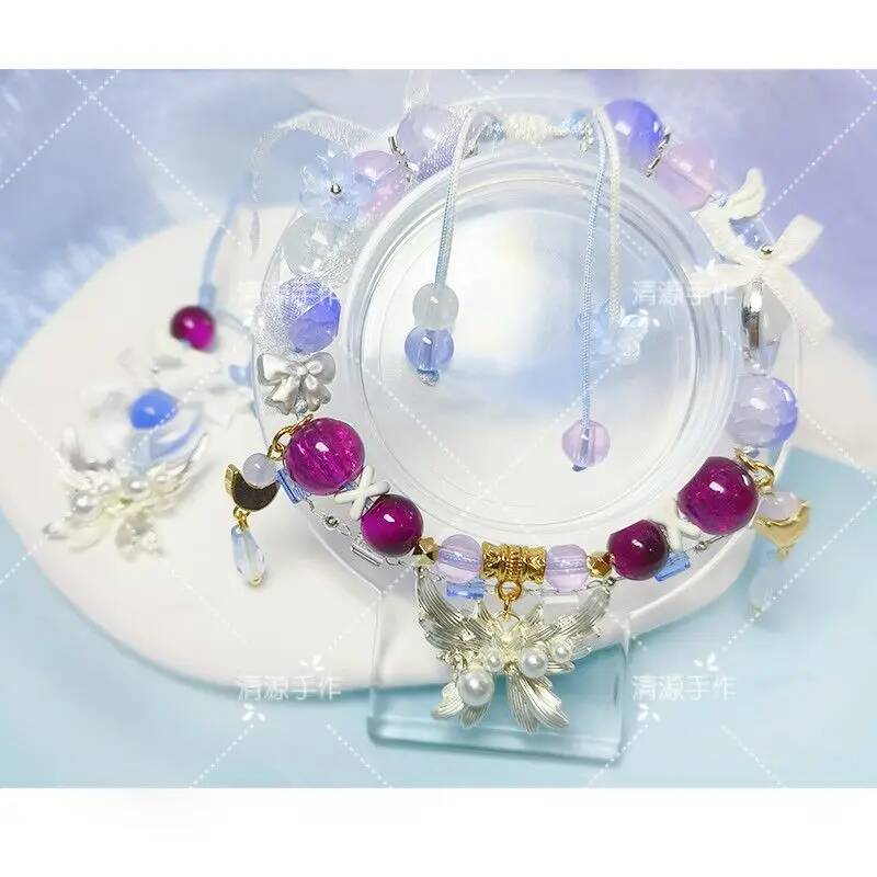 Women Accessories Bracelet - 原神アーゲインパクトコロンビナゲームエレガントクリスタルビーズブレスレット手作り弾性ロープ女性誕生日ジュエリー
