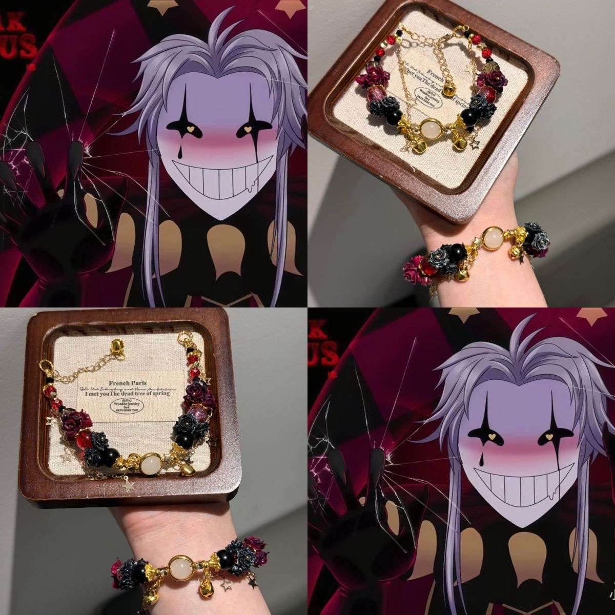 Women Accessories Bracelet - 女性用ビーズブレスレットゲームアニメ「ザ・フリーク・サーカス」ピエロ・ハーレクイン 仮装用小道具 男性用ギフト カップルブレスレット