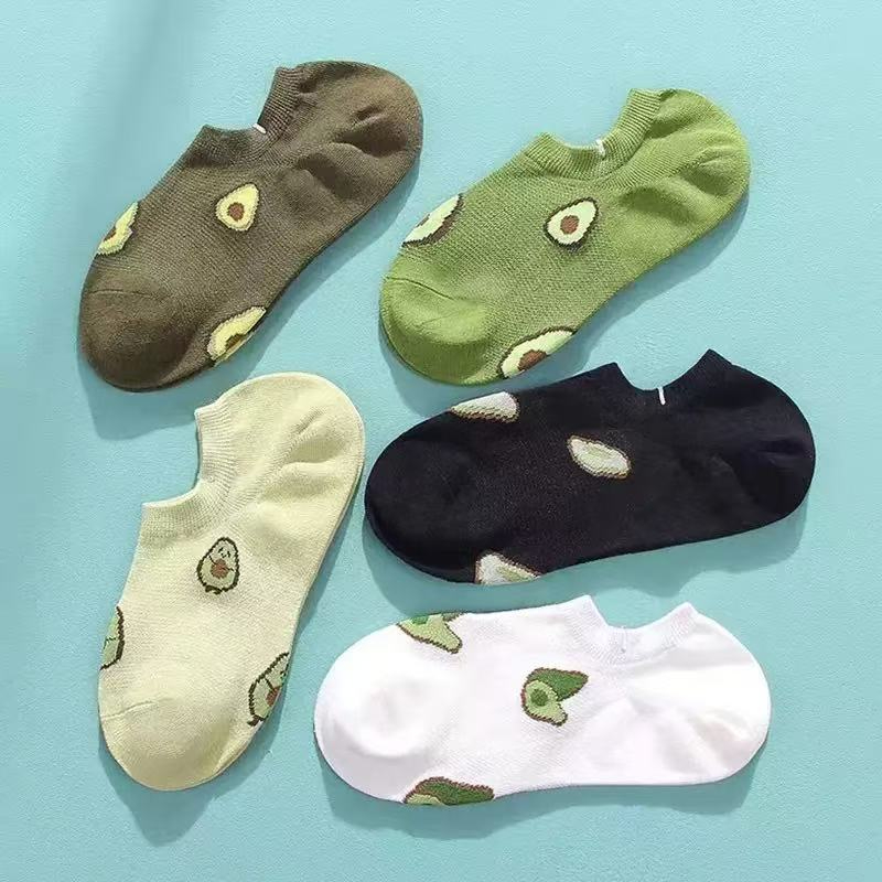 Women'S Ankle Accessories - 5 ペア漫画アボカドクルーアンクルソックス新しい新鮮なファッション通気性夏かわいい快適な女性のローボートソックス