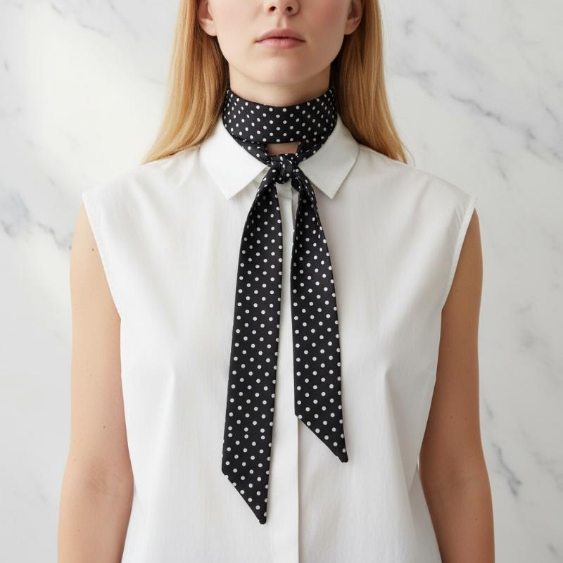 Women'S Korean Accessories - ファッション水玉模様のシルクスカーフ多用途帽子ヘアバンド韓国スタイルの高級シルクスカーフベルトパッケージ吊り下げ装飾アクセサリー