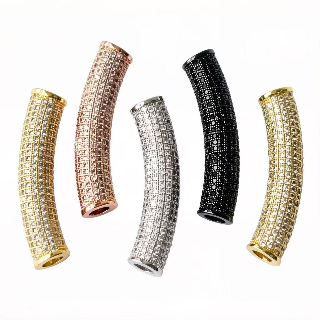 Women Accessories Bracelet - 2 ピース/ロットジルコニアパヴェロング銅バーゴールドシルバーメッキジュエリーアクセサリーコンポーネント女性用 DIY ブレスレット作成