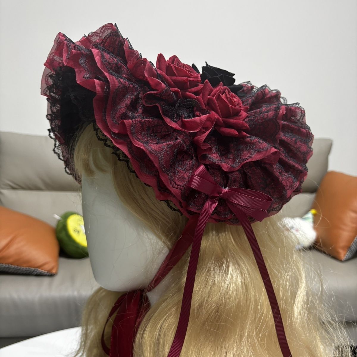 Women'S Victorian Era Accessories - オリジナルゴシックボンネットハット黒赤クラインブルーロリータレトロビクトリア朝スタイルファッションパーティー帽子