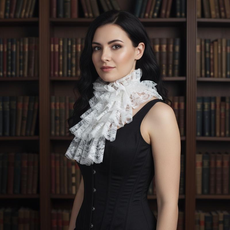 エレガントな取り外し可能なレースジャボ襟コスチュームセット中 - Women'S Victorian Era Accessories のレビューと価格