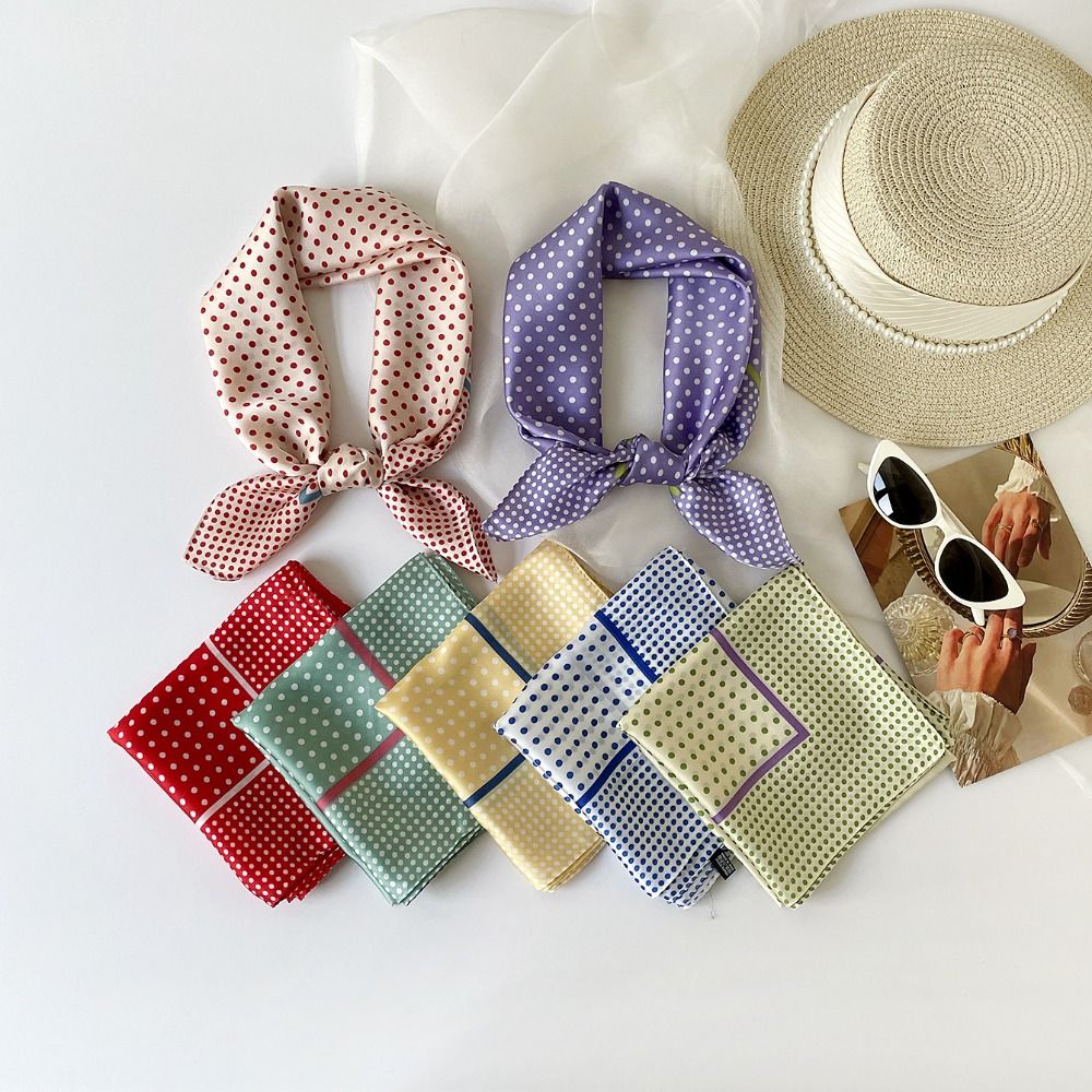 オールマッチプリントドットプリントスカーフ Y2K カラフル - Women'S Korean Accessories のレビューと価格