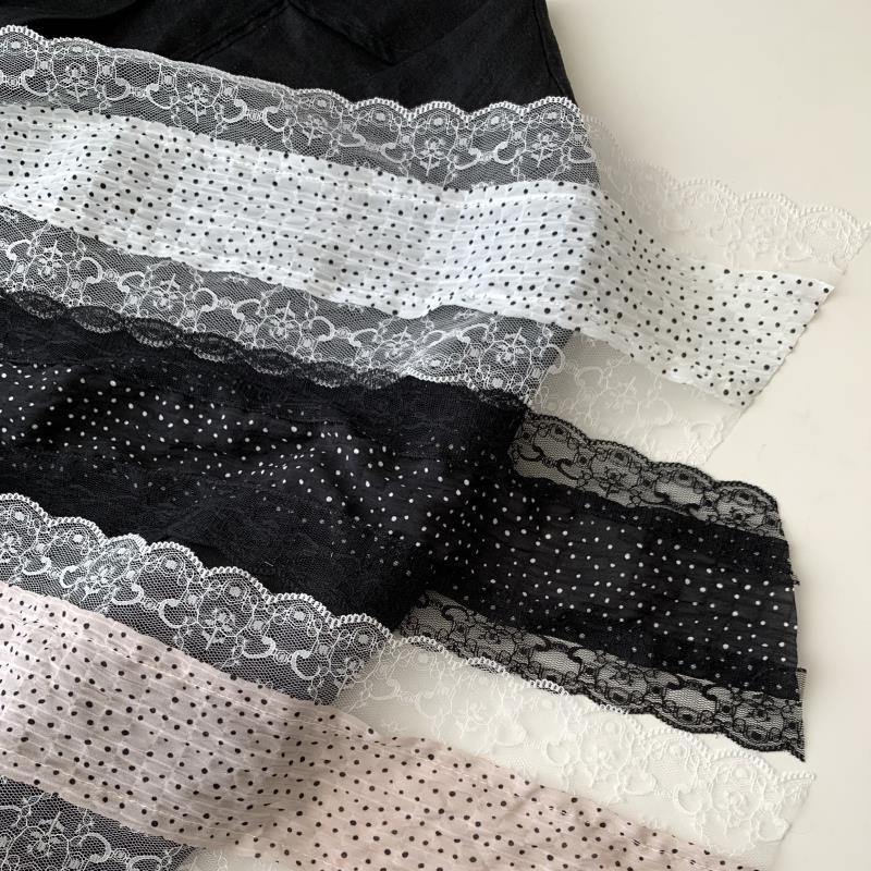 フレンチレトロロングストライプポルカドットスカーフレースリボ - Women'S Korean Accessories のレビューと価格
