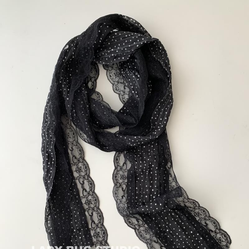 フレンチレトロロングストライプポルカドットスカーフレースリボ - Women'S Korean Accessories のレビューと価格