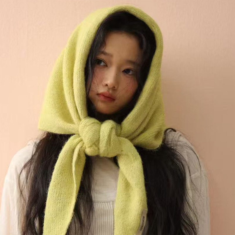 韓国ウールニット三角ショール冬暖かい多用途ショール大型カラフ - Women'S Korean Accessories のレビューと価格