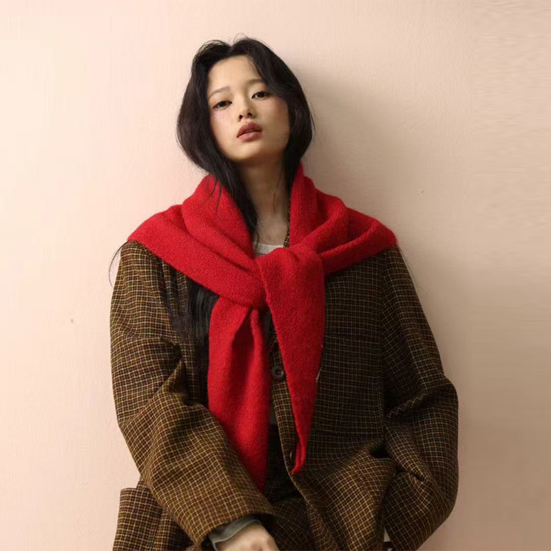 韓国ウールニット三角ショール冬暖かい多用途ショール大型カラフ - Women'S Korean Accessories のレビューと価格