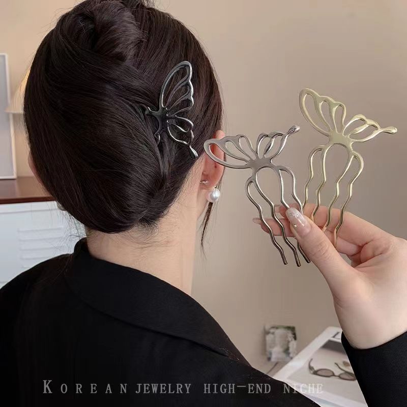 韓国蝶 U 字型ヘアスティックおだんごヘアコームクリップ金属 - Women'S Korean Accessories のレビューと価格