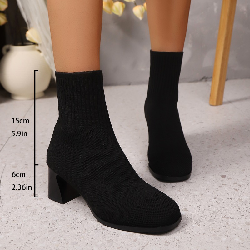 女性のアンクルブーツニットヒールハイヒール春秋と冬モデルベー - Women'S Ankle Accessories のレビューと価格