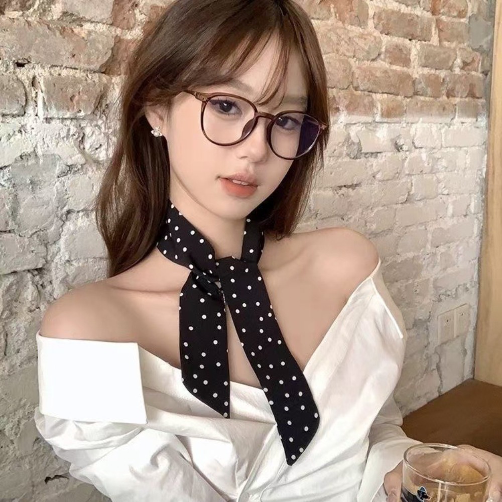 ファッションポルカドットナローエッジシルクスカーフ高級クラシ - Women'S Korean Accessories のレビューと価格