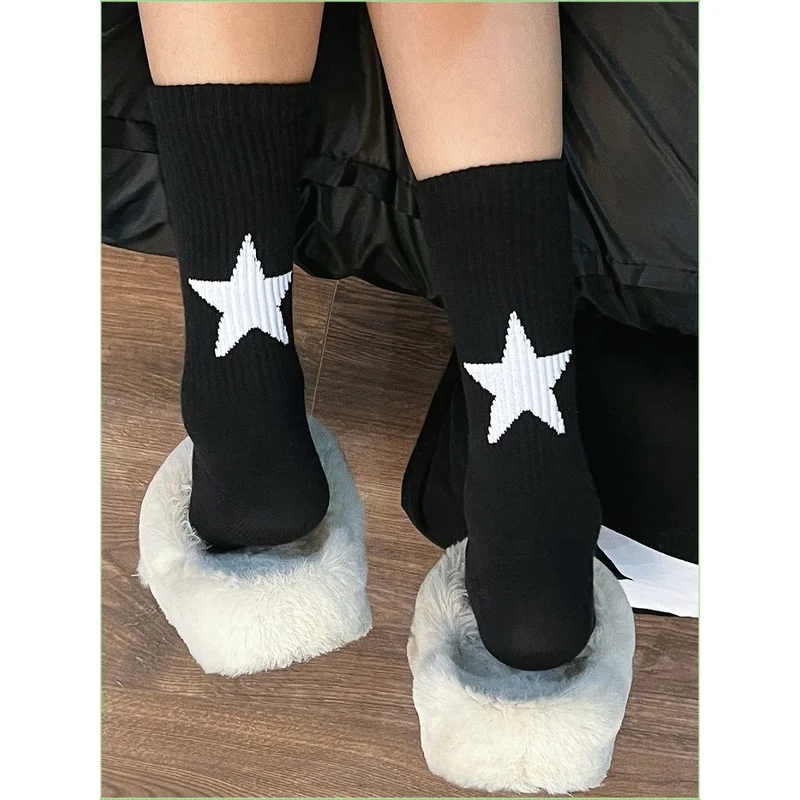 スポーツアンクルソックス 五芒星柄 黒白 男性 女性 個性  - Women'S Ankle Accessories のレビューと価格