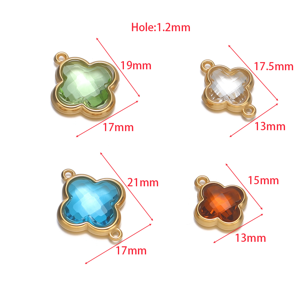 5 個のステンレス鋼四葉のクローバーペンダントガラスクリスタ - Women Accessories Bracelet のレビューと価格