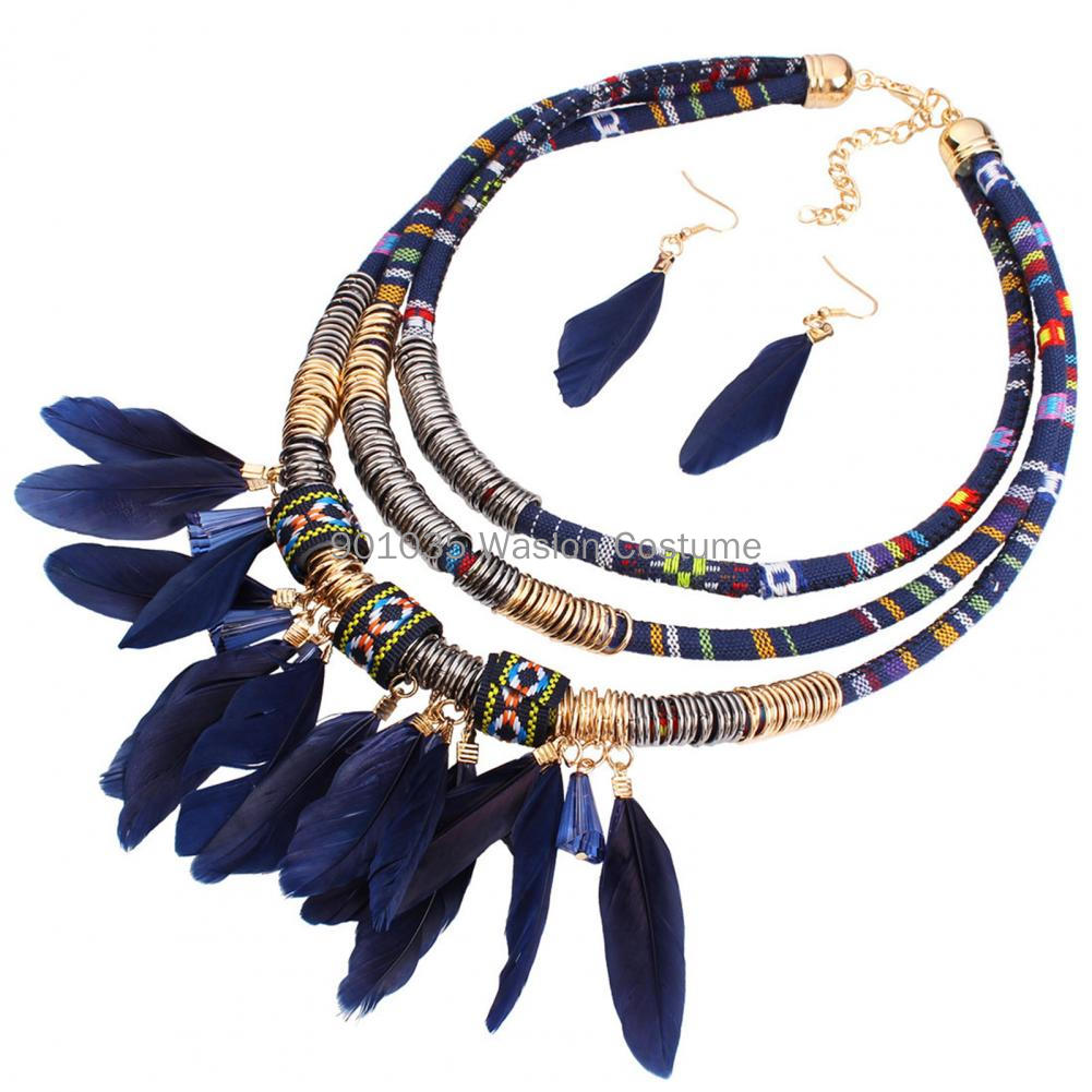 Egyptianフェザータッセルネックレスとイヤリングセット - Women Accessories In Egypt のレビューと価格