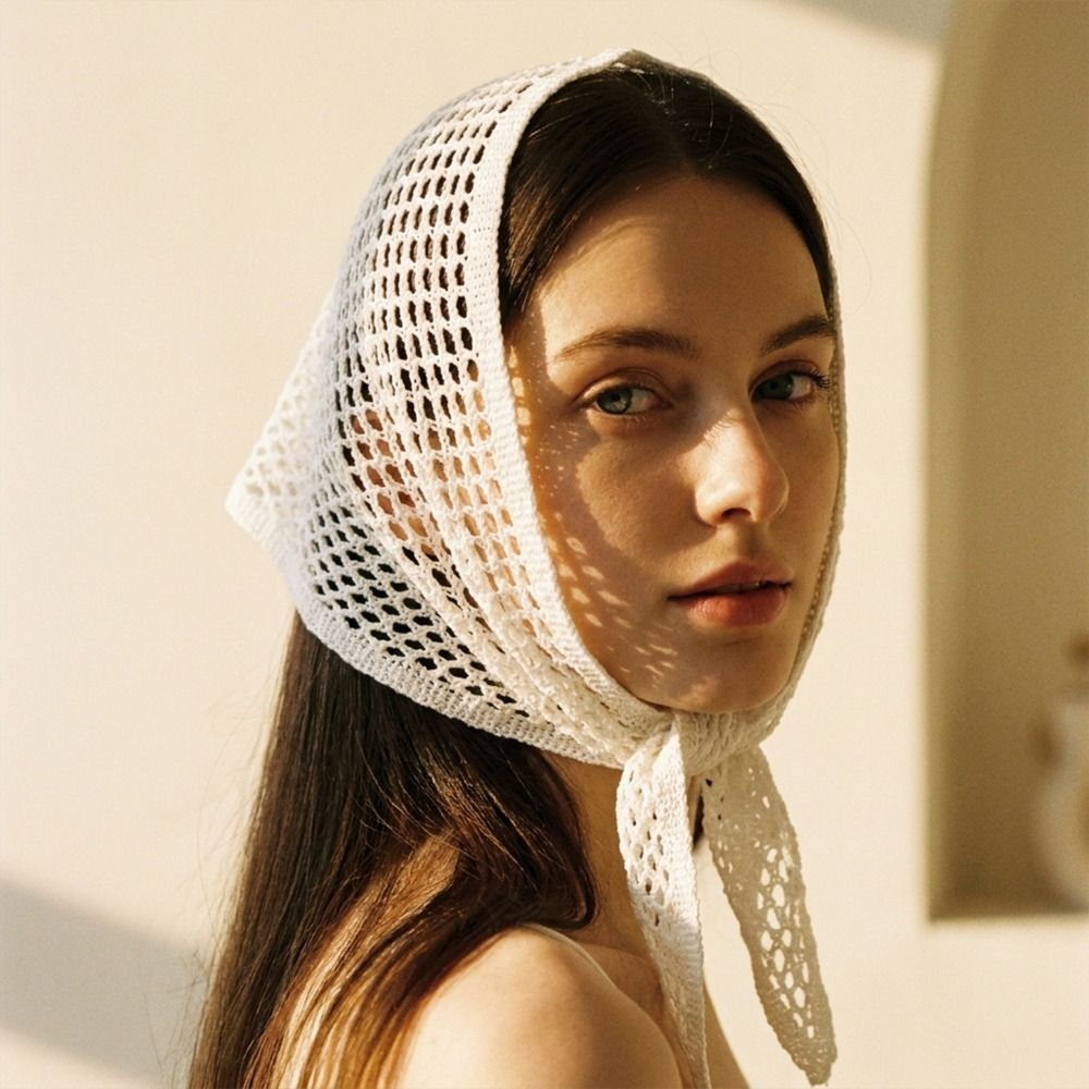 ソリッドカラー三角ショール Y2K 韓国ニット中空アウトスカ - Women'S Korean Accessories のレビューと価格