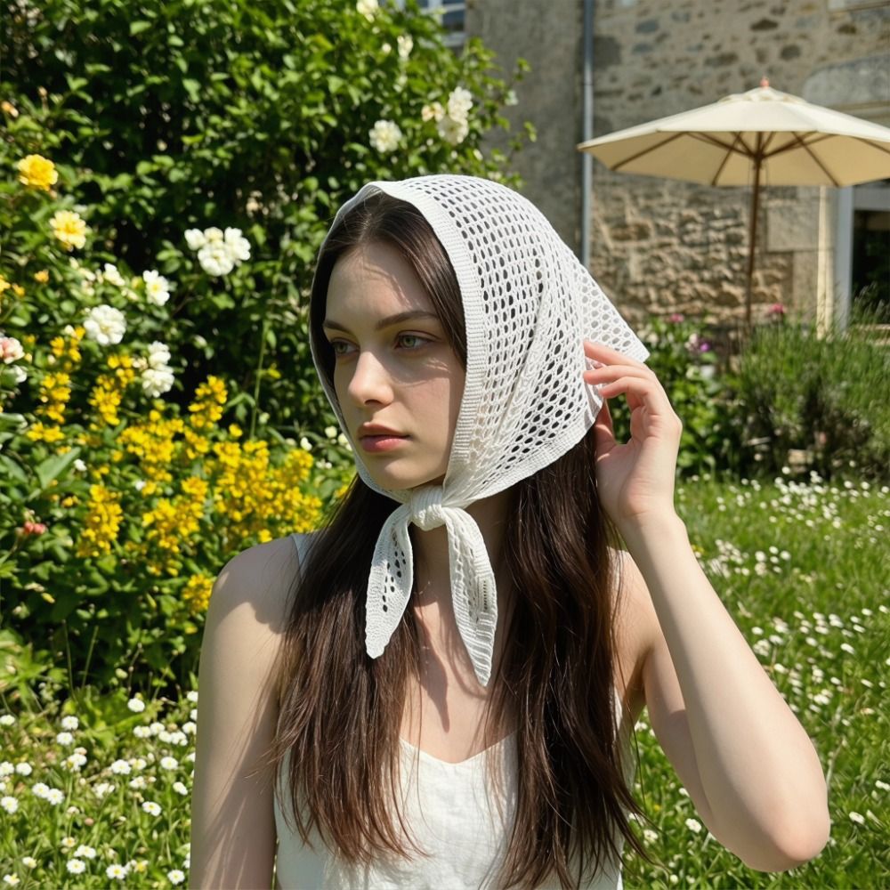 ソリッドカラー三角ショール Y2K 韓国ニット中空アウトスカ - Women'S Korean Accessories のレビューと価格