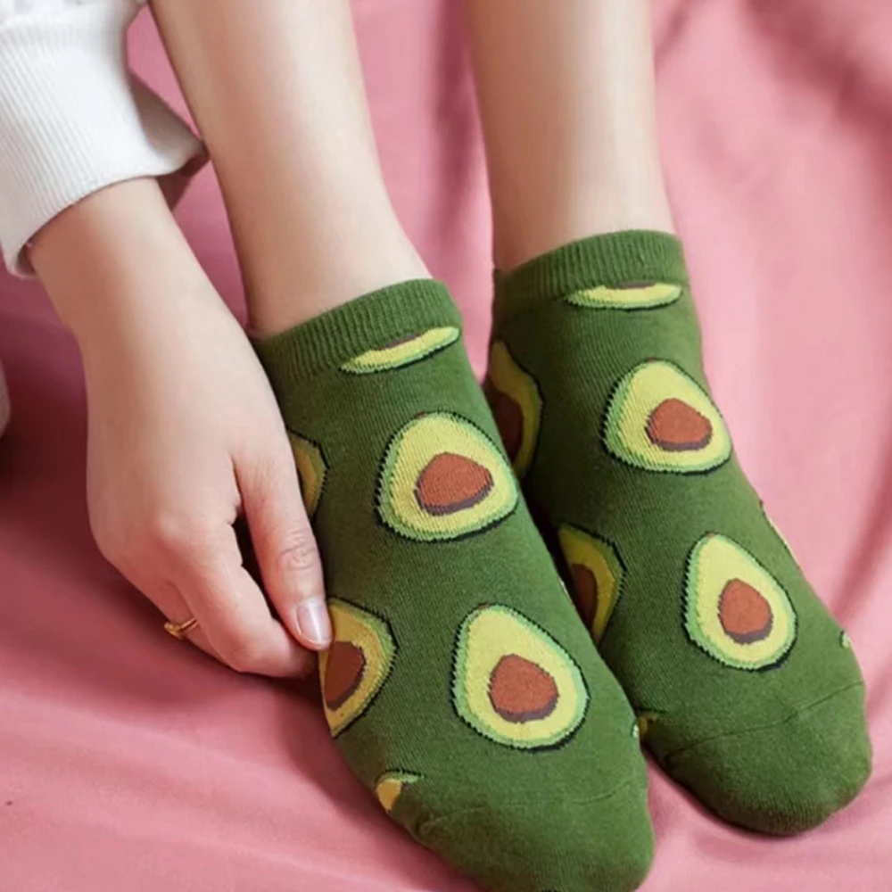 5 ペア漫画アボカドクルーアンクルソックス新しい新鮮なファッ - Women'S Ankle Accessories のレビューと価格
