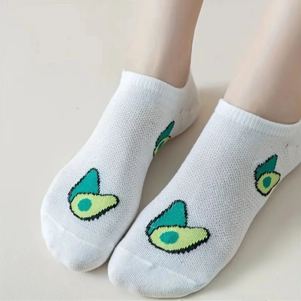5 ペア漫画アボカドクルーアンクルソックス新しい新鮮なファッ - Women'S Ankle Accessories のレビューと価格