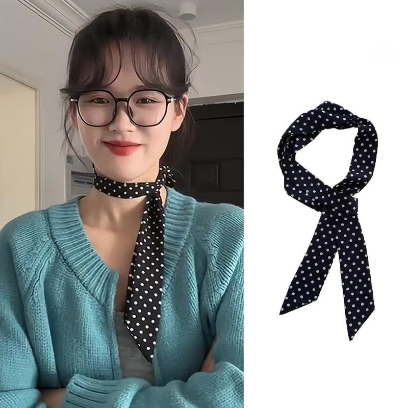 ファッション水玉模様のシルクスカーフ多用途帽子ヘアバンド韓国 - Women'S Korean Accessories のレビューと価格
