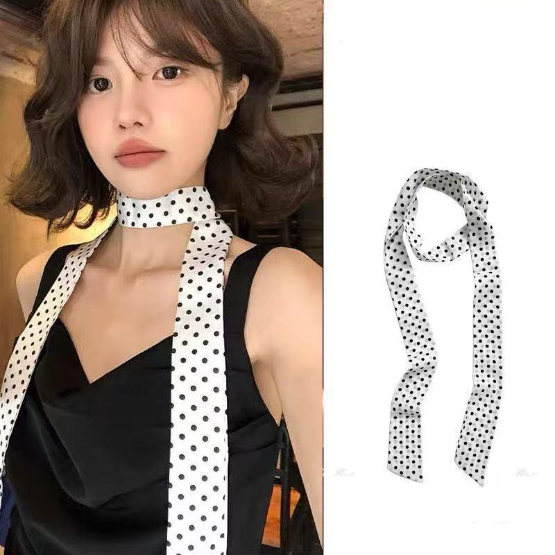 ファッション水玉模様のシルクスカーフ多用途帽子ヘアバンド韓国 - Women'S Korean Accessories のレビューと価格
