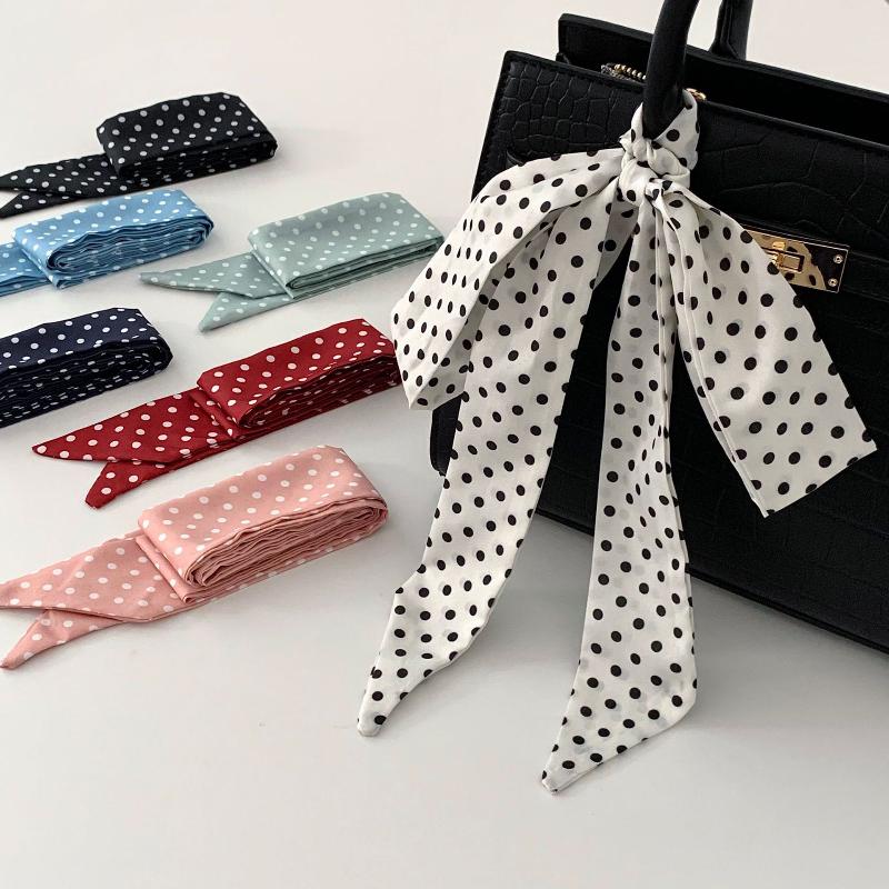 ファッション水玉模様のシルクスカーフ多用途帽子ヘアバンド韓国 - Women'S Korean Accessories のレビューと価格