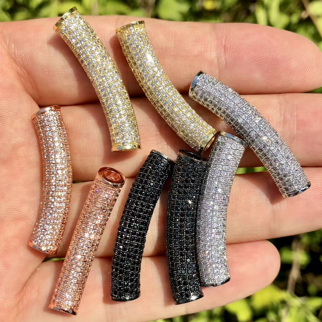 2 ピース/ロットジルコニアパヴェロング銅バーゴールドシルバ - Women Accessories Bracelet のレビューと価格