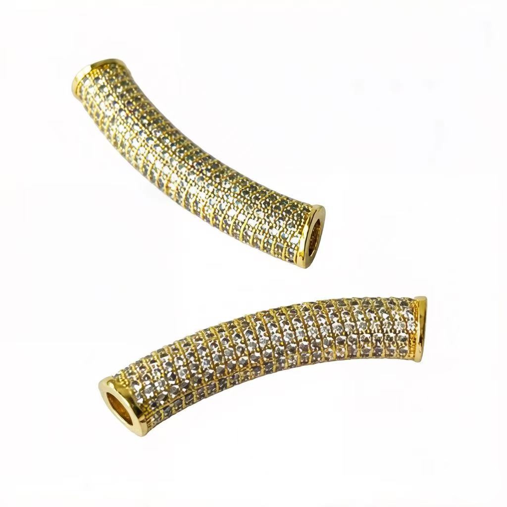 2 ピース/ロットジルコニアパヴェロング銅バーゴールドシルバ - Women Accessories Bracelet のレビューと価格
