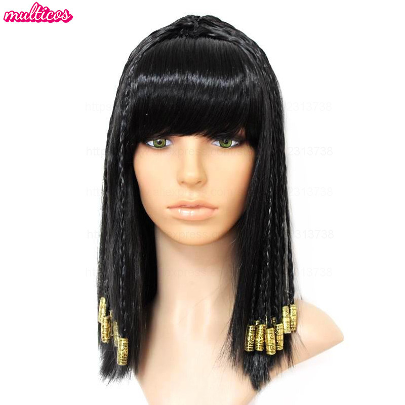 クレオパトラウィッグ女性エジプト女王黒髪ゴールドビーズクレオ - Women Accessories In Egypt のレビューと価格