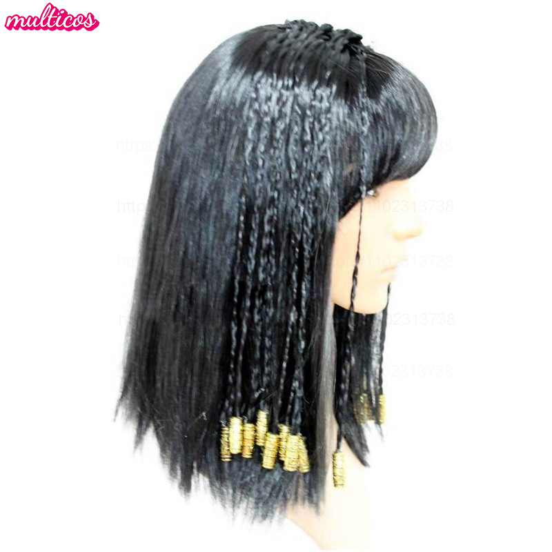 クレオパトラウィッグ女性エジプト女王黒髪ゴールドビーズクレオ - Women Accessories In Egypt のレビューと価格