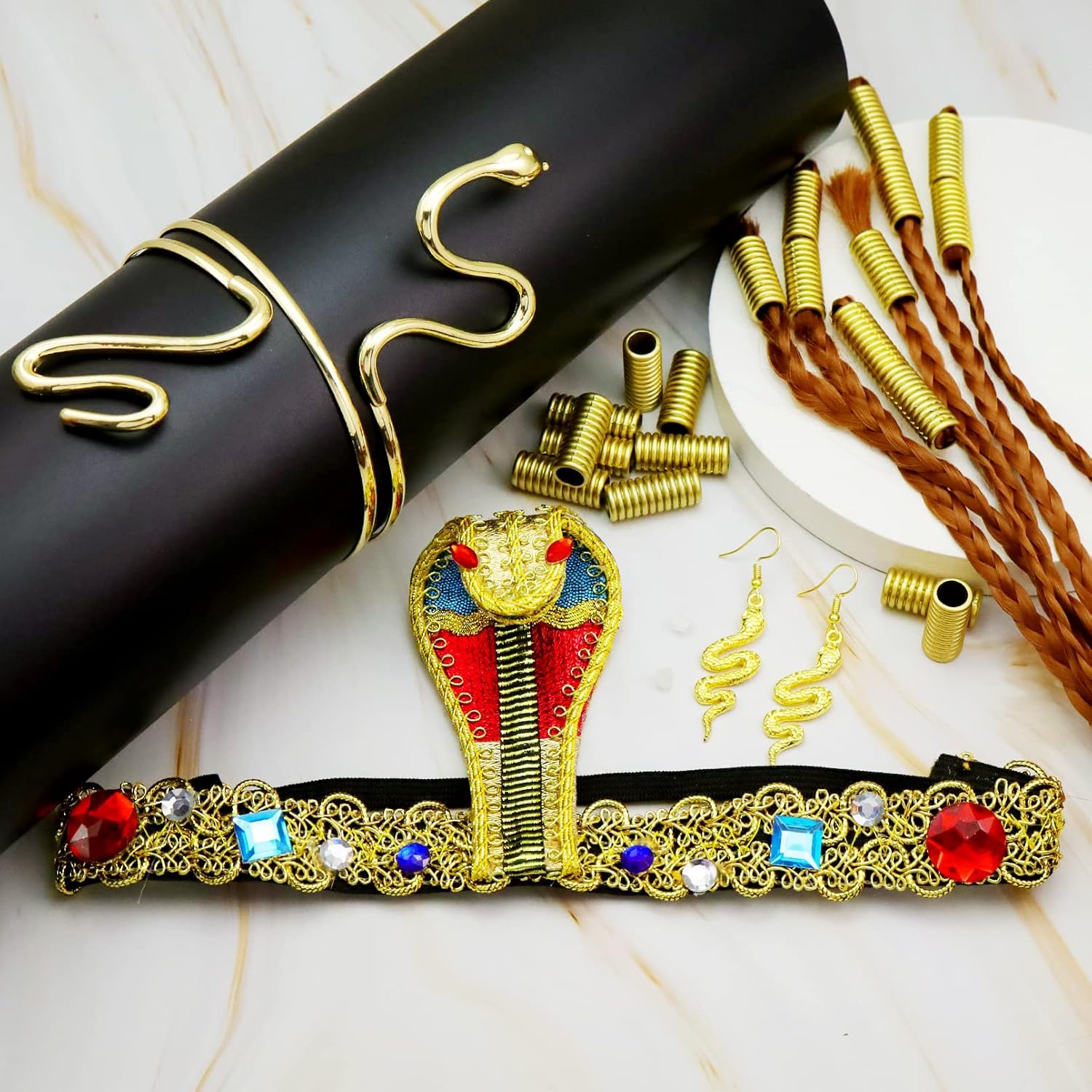 エジプトクレオパトラコスチュームアクセサリーヘビかぶとゴール - Women Accessories In Egypt のレビューと価格