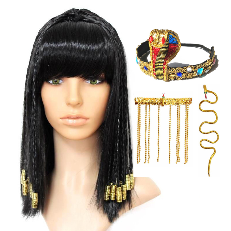 Cleopatra-女性のためのゴールドビーズのかつら,変装 - Women Accessories In Egypt のレビューと価格
