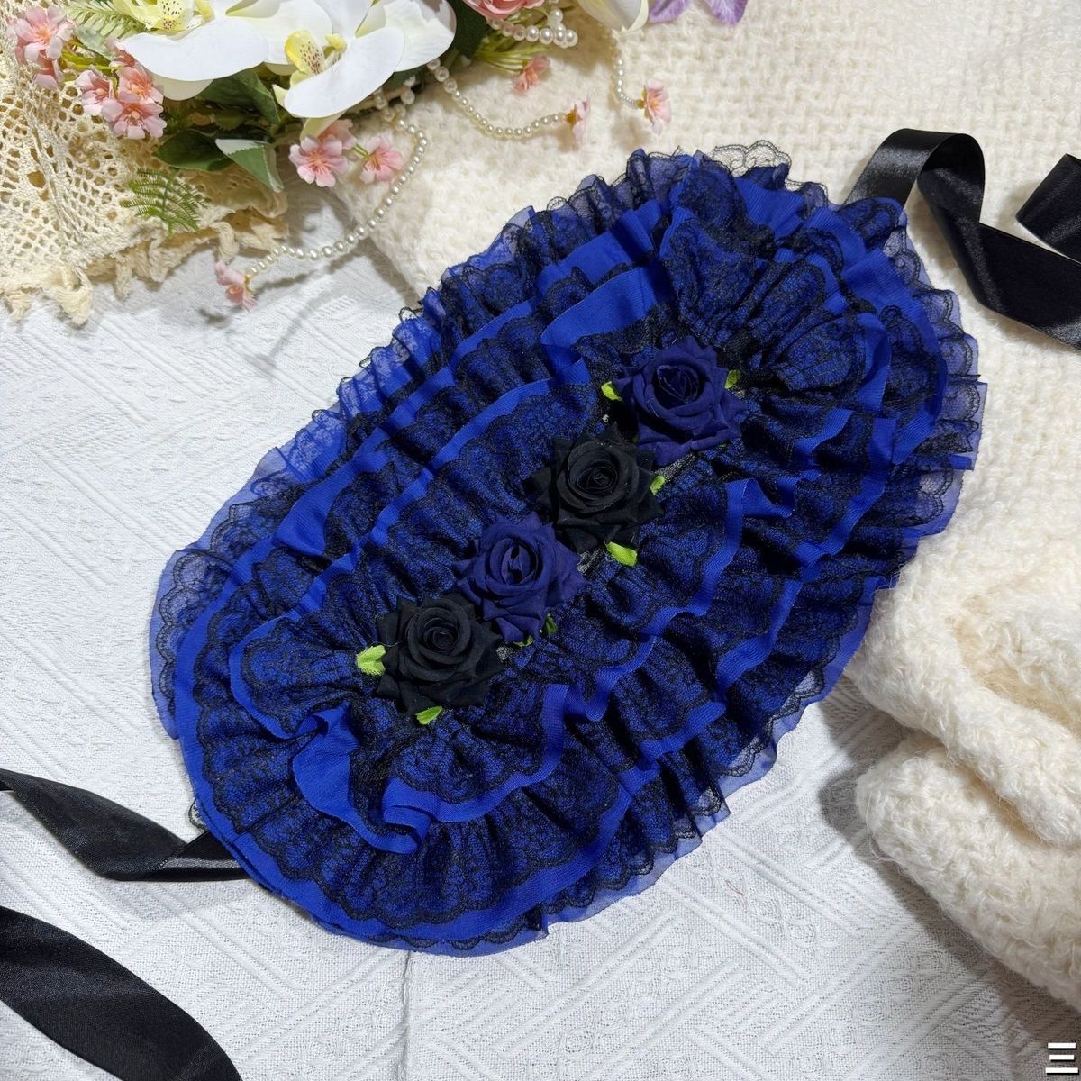 オリジナルゴシックボンネットハット黒赤クラインブルーロリータ - Women'S Victorian Era Accessories のレビューと価格