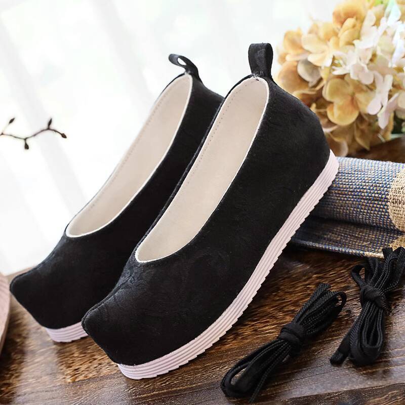 無地漢服古代風靴身長アップ女性春秋つま先が尖った靴リボン靴ミ - Women'S Accessories For Shoes のレビューと価格